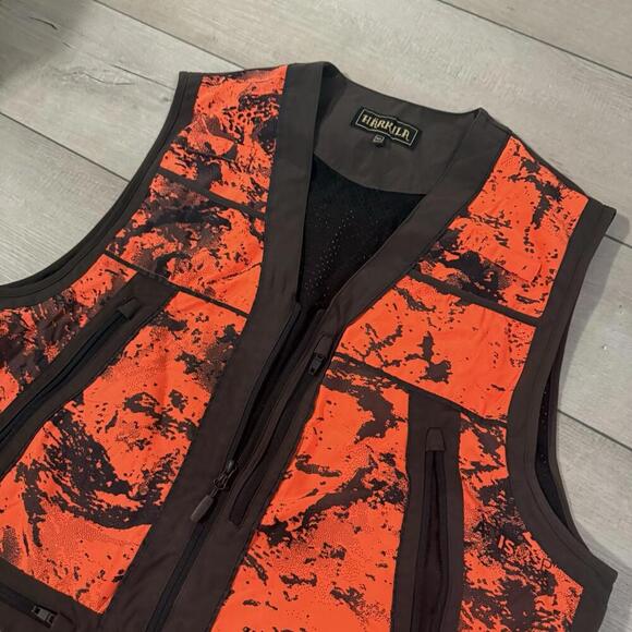 Härkila Hunting Shooting Vest Blaze Orange Camo Utility Pockets Men Size 4XL B&T - Picture 5 of 13